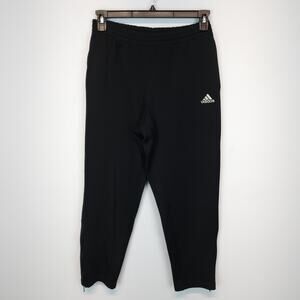 Vintage Adidas 3-Stripe Joggers Pants Size S 26" Black Ankle Zip Elastic Waist
